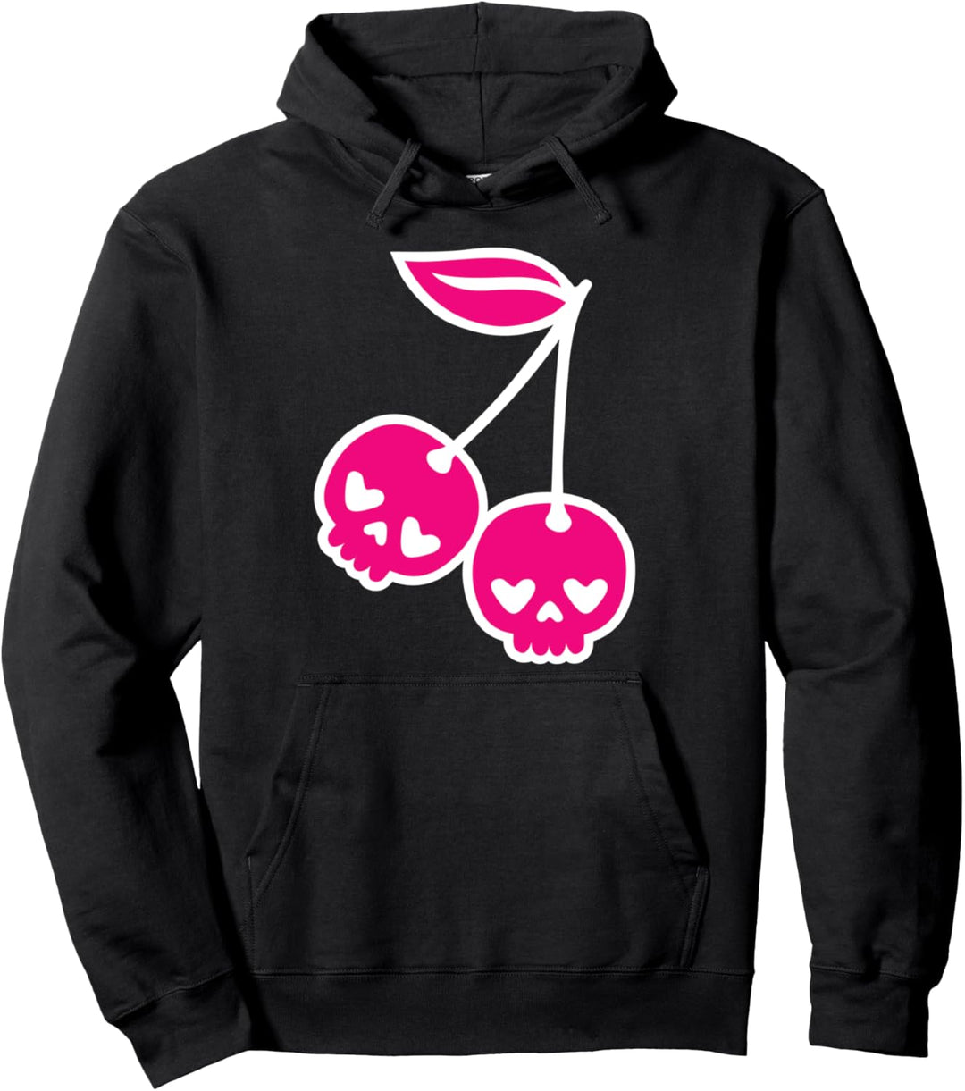 Pastel Goth Kawaii Punk Cherry Skulls Pullover Hoodie