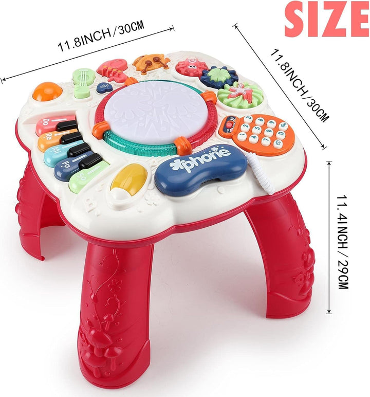 Aktivitäts-Tisch mit Licht & Musik für Babys 0-36 Monate, Lernspielzeug mit Geräuschen und LED-Effek
