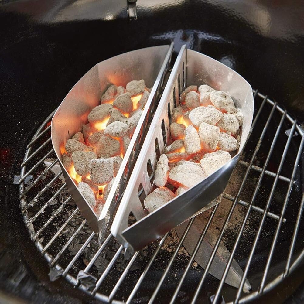 Edelstahl-holzkohlekorb, Grillkorb Für Kugelgrills – Kohlebrikettshalter Für Grillwerkzeug Und Zubeh