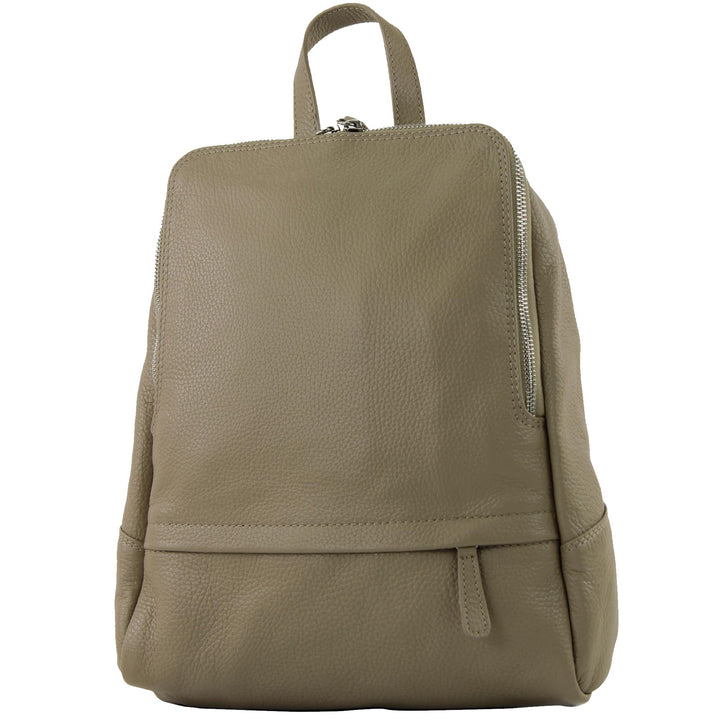 modamoda de - T138 - ital Damen Rucksacktasche aus Leder Taupe, Taupe