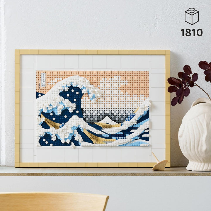 LEGO 31208 Art Hokusai – Grosse Welle, 3D Japanische Wanddeko, Bastelset, gerahmte Ozean-Leinwand, H