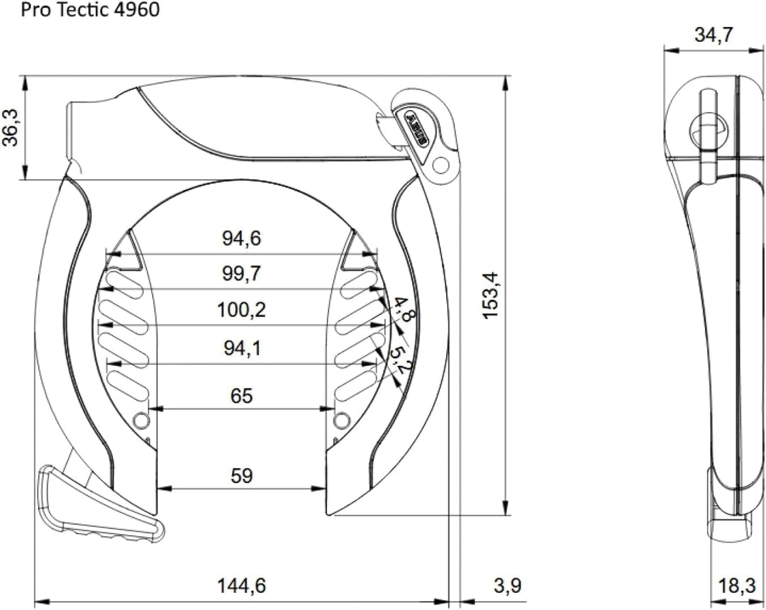 ABUS Rahmenschloss PRO TECTIC 4960 NR - Fahrradschloss zur Befestigung am Rahmen des Fahrrads - 8,5