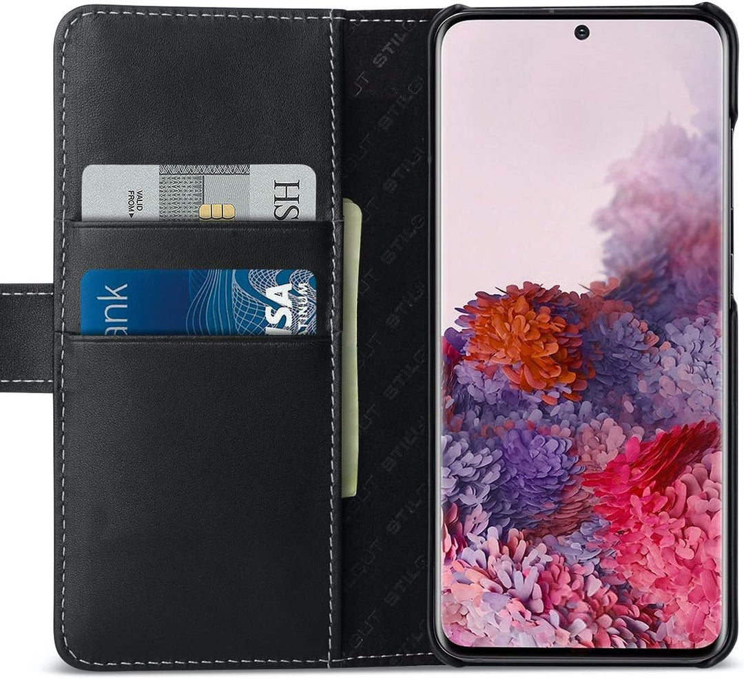 STILGUT Talis kompatibel mit Samsung Galaxy S20 Hülle mit Kartenfach aus Leder, Wallet Case, Lederhü
