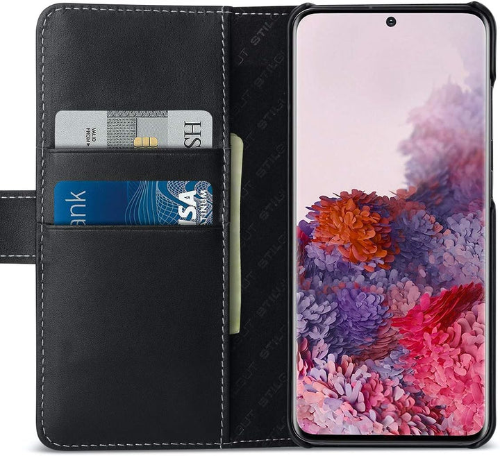 STILGUT Talis kompatibel mit Samsung Galaxy S20 Hülle mit Kartenfach aus Leder, Wallet Case, Lederhü