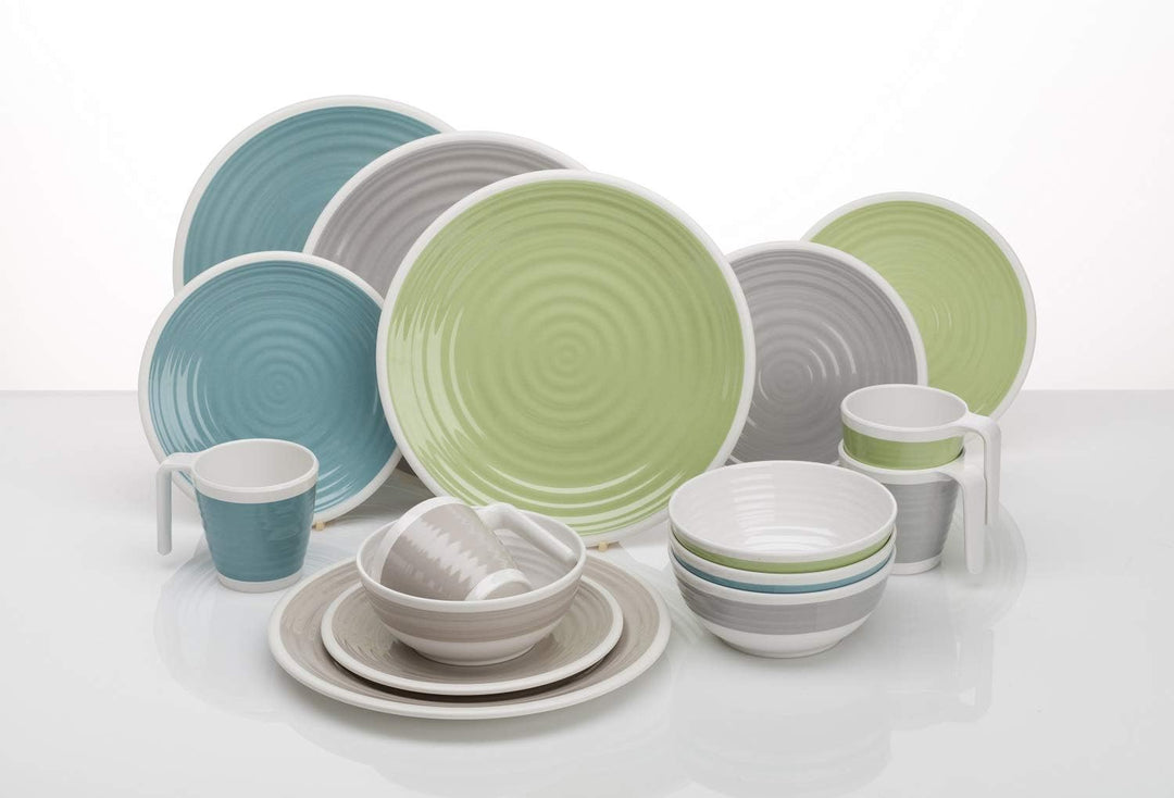 Melamin Camping Geschirr Set 1-4 Personen Harmonie 16-32 Teilig + Gläser Wassergläser Weingläser Cha