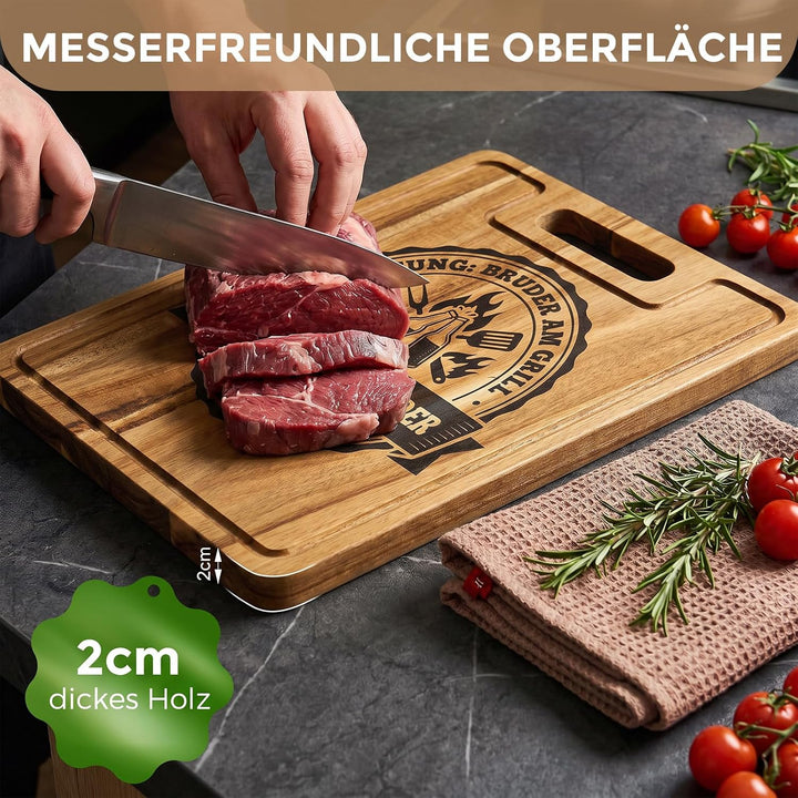 Geschenk für Bruder, XXL Akazienholz Schneidebrett mit Gravur Spruch | Geburtstagsgeschenk für Männe