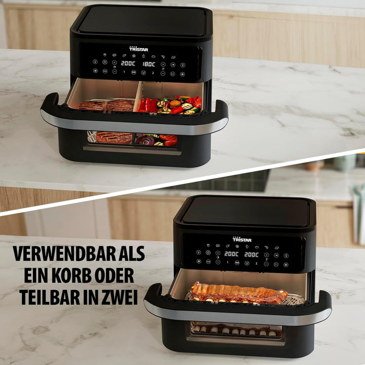 Tristar Dualzone Flex Heissluftfritteuse, 10 L Kapazität, 2800W, 8 Programme, Digitales Display, Ohn