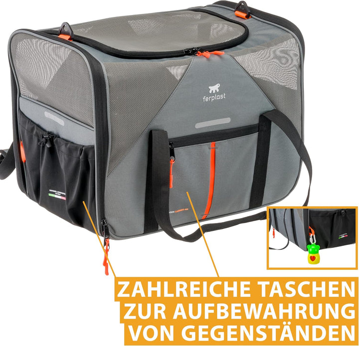 Ferplast Hundebox Voyager Carrier, Transportbox Katze, Hundetasche, verstellbare Griffe und Schulter
