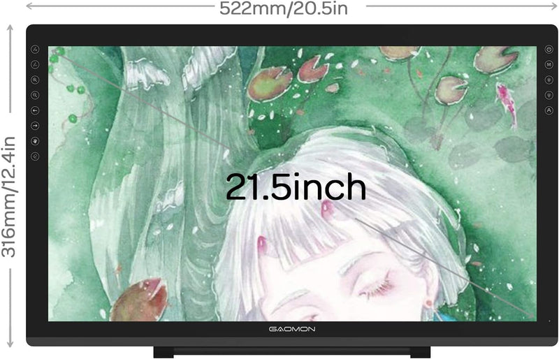 GAOMON PD2200 Grafiktablett mit Display 22 Zoll 92% NTSC Full HD Monitor und mit Standfuss, batterie