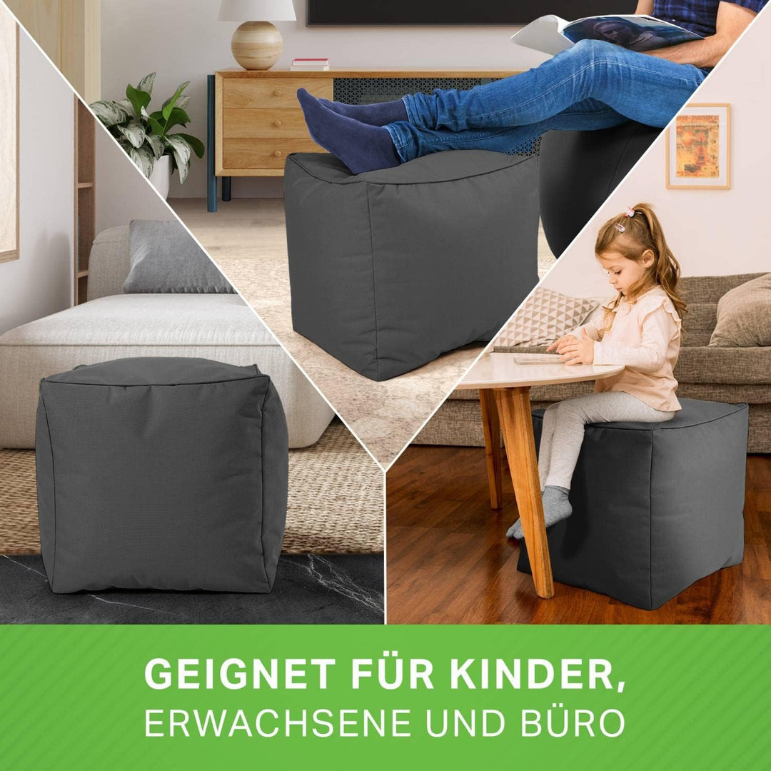 Green Bean© Sitzsack-Hocker 40x40x40cm mit EPS-Perlen Füllung - Fusshocker Fusskissen Sitz-Pouf für