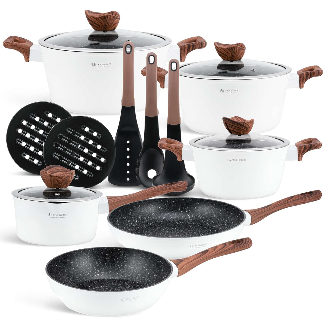 EDENBERG 15 TLG Topfset Induktion, Töpfe & Pfannen beschichtet, Kochtopf Set | induktions Töpfe Set,