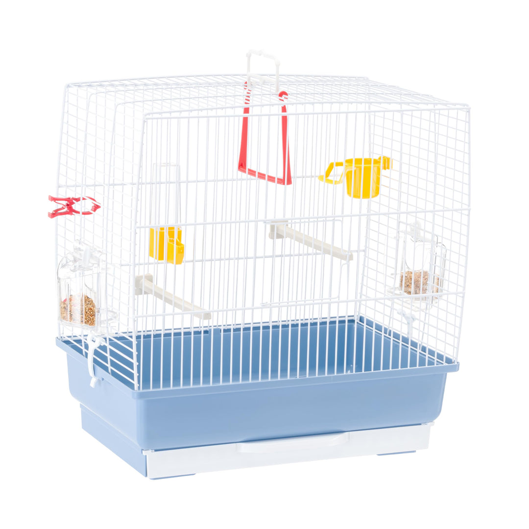 Ferplast Vogelkäfig Kanarienvogel, inkl. Vogelspielzeug, Vogel-Futternapf, Vogel-Sitzstangen, Weiss,