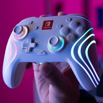 PDP Official Afterglow Wave Wireless Controller Nintendo Switch - White Prismatic White, Prismatic W