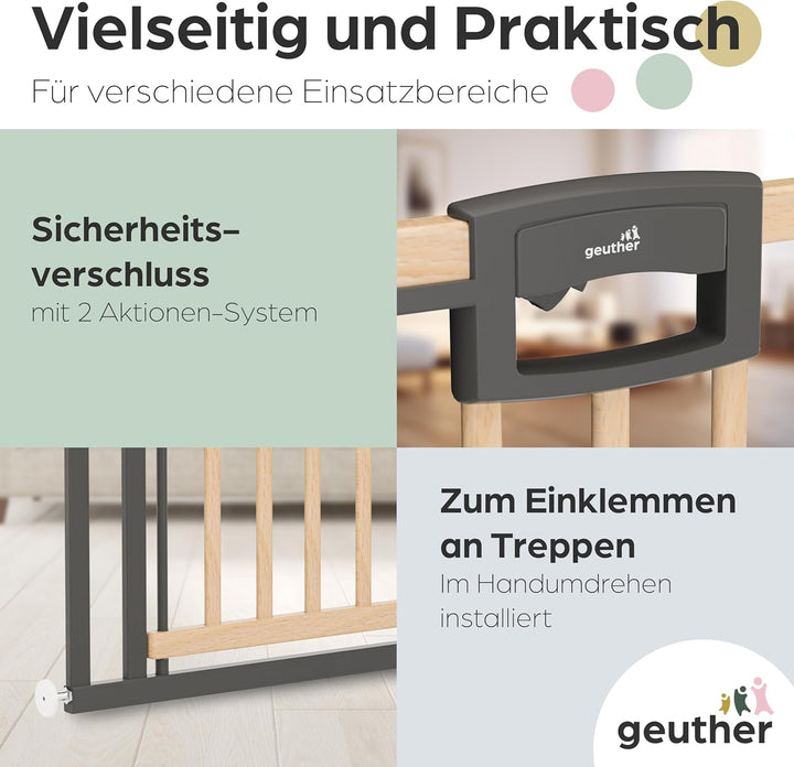 Treppenschutzgitter Easylock Plus zum Klemmen für Öffnungen von 84.5-124.5 cm aus Holz & Metall Brei