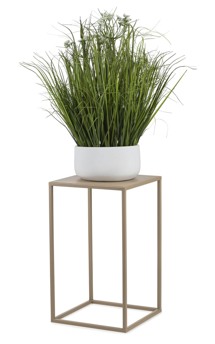 HowHomely Blumenständer Metall Beige 40 cm Hoch - Solider und Robuster Blumenhocker Metall - Pflanze