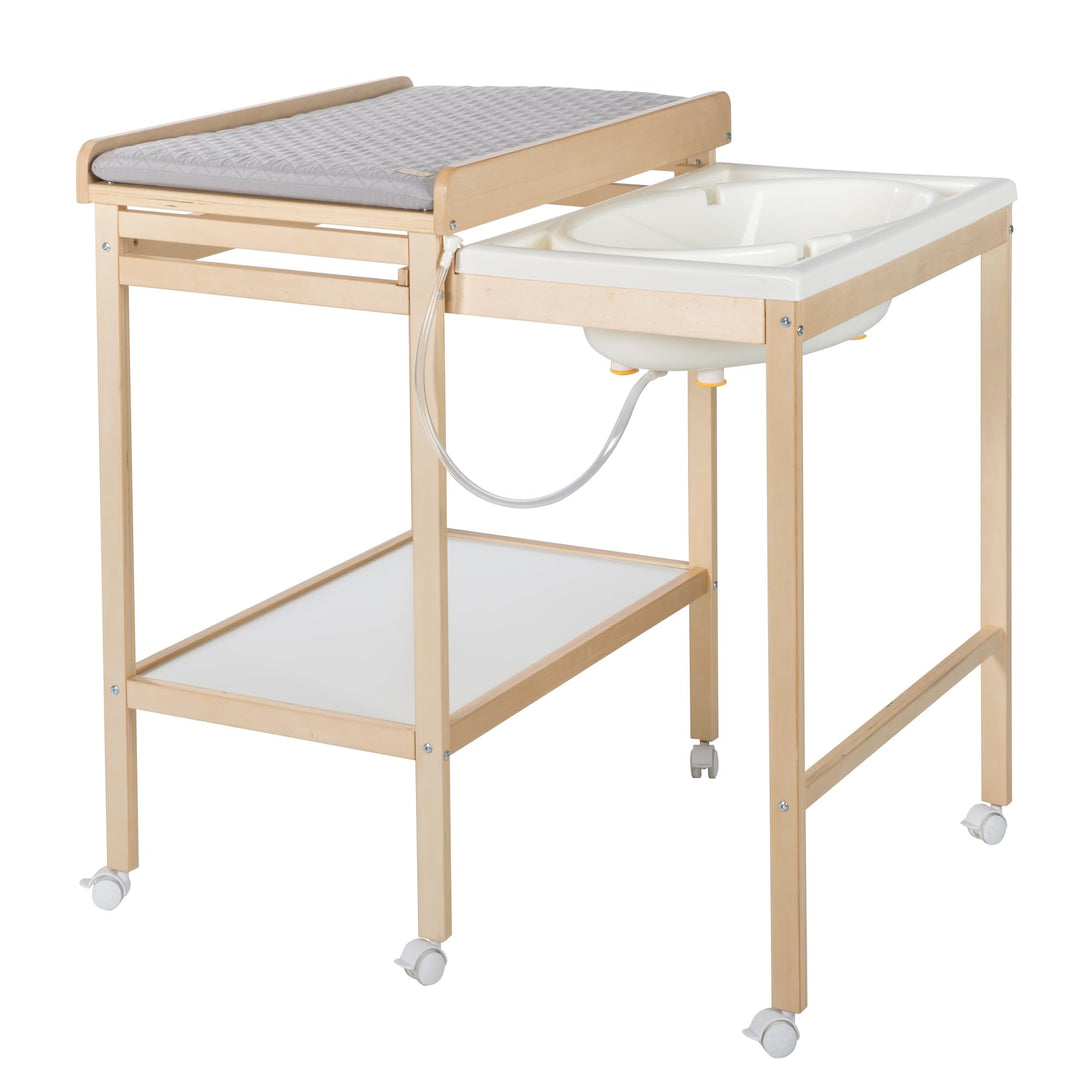roba Bade Wickel Kombination + Wickelauflage Style grau - Mobiler Wickeltisch mit integrierter Badew