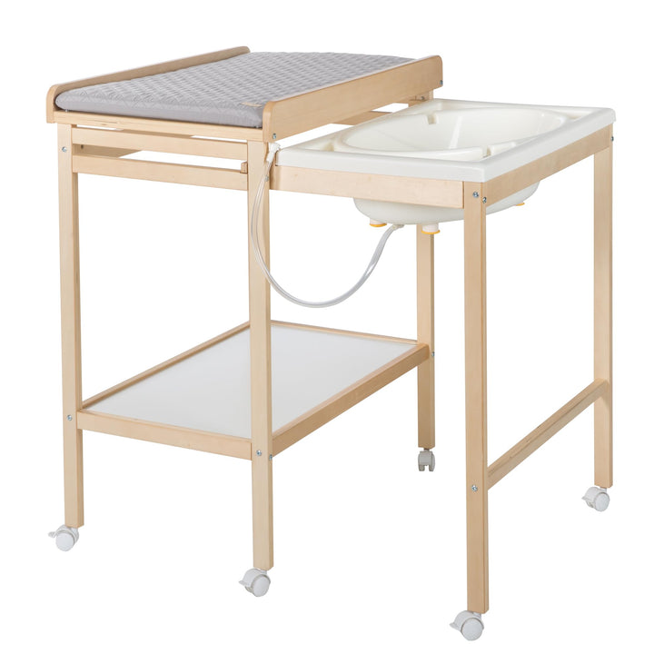 roba Bade Wickel Kombination + Wickelauflage Style grau - Mobiler Wickeltisch mit integrierter Badew