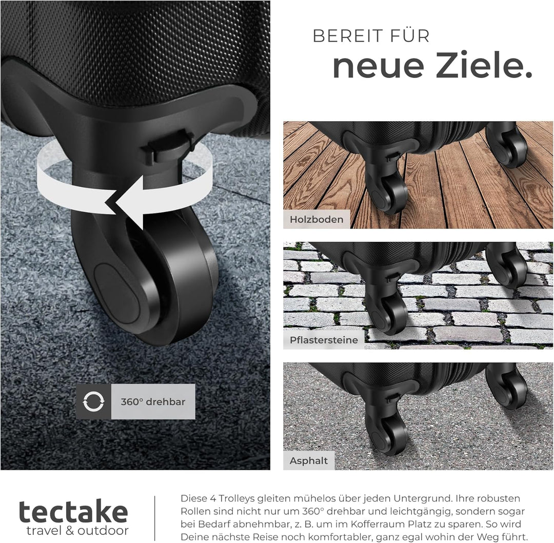 tectake® 4tlg. Hartschalenkoffer Set, Reisekoffer Set mit Rollen, Hartschale aus ABS, Koffer Set mit