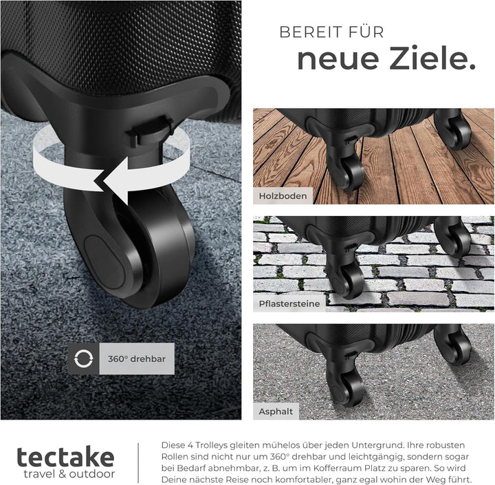 tectake® 4tlg. Hartschalenkoffer Set, Reisekoffer Set mit Rollen, Hartschale aus ABS, Koffer Set mit