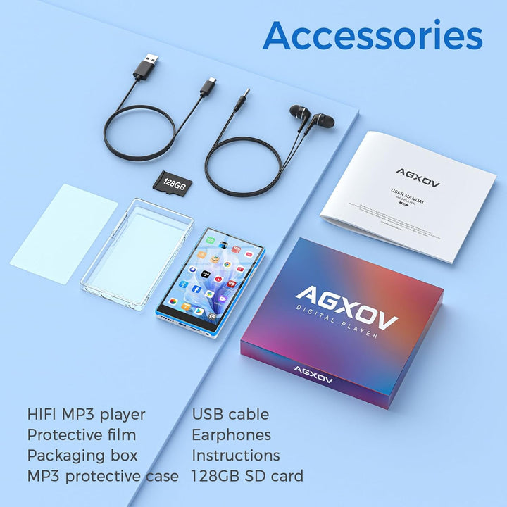 MP3 Player Spotify mit Bluetooth & WLAN, 5 Zoll Touchscreen MP4 Musik Player mit Integriertem Spotif