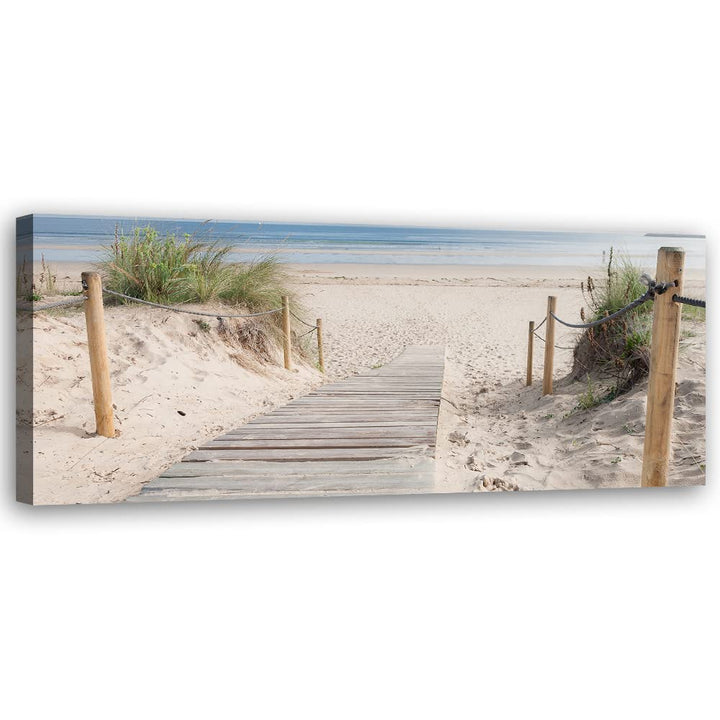 Feeby Vlies Leinwandbild Meer Strand Wasser Wellen Sand 150x50 cm Wanddeko Design Kunstdruck Zimmerd