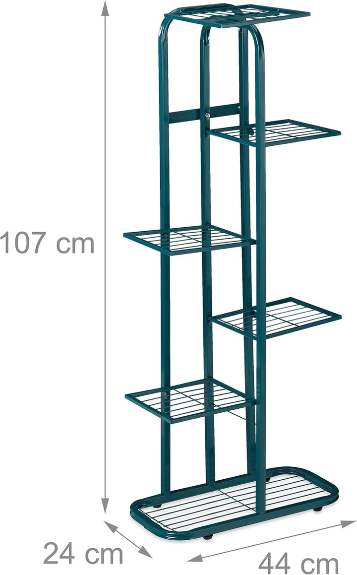 Relaxdays Blumentreppe Metall, 6-stufige Blumenetagere, aussen & innen, HBT 107 x 44 x 24 cm, Pflanz