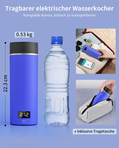 AIRMSEN Wasserkocher Klein mit 6 Temperatureinstellung, 500ml Mini Elektrischer Wasserkocher mit SUS