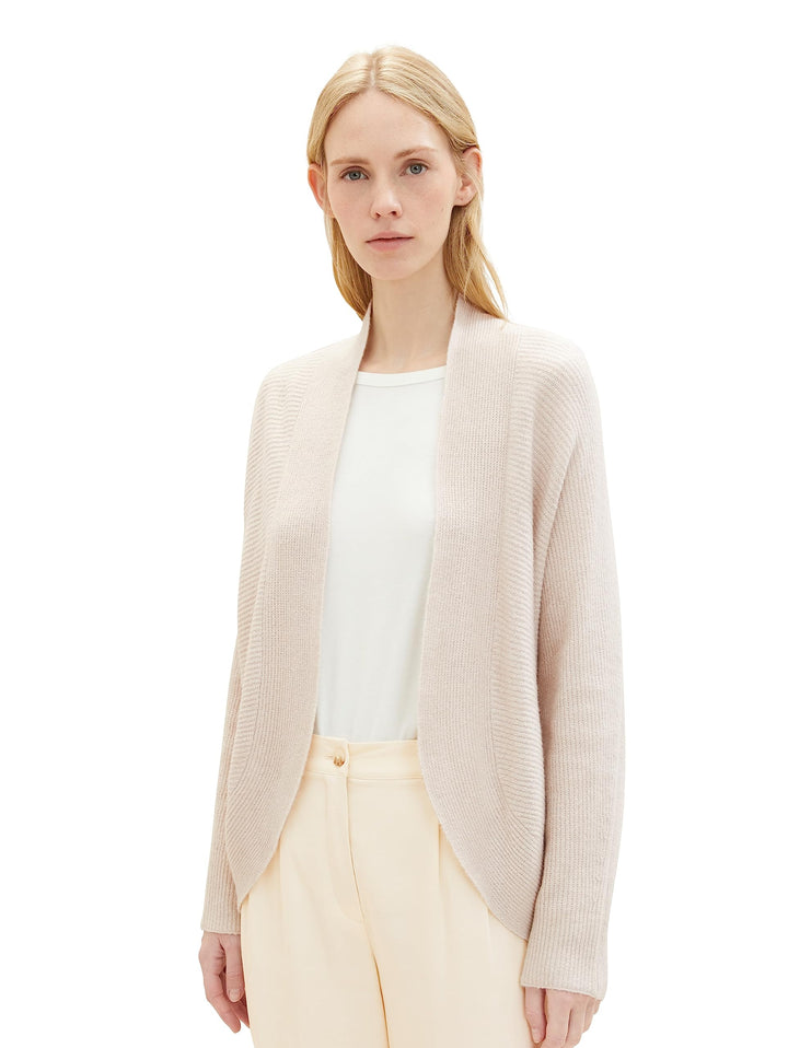 TOM TAILOR Damen Basic Cardigan Strickjacke XL 32398 - Clouds Grey Melange, XL 32398 - Clouds Grey M