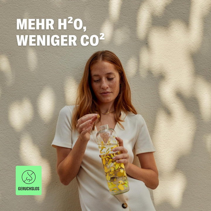 waterdrop® Edition Glass Bottle 600ml Trinkflasche Glas auslaufsicher, Kohlensäure geeignet | BPA fr