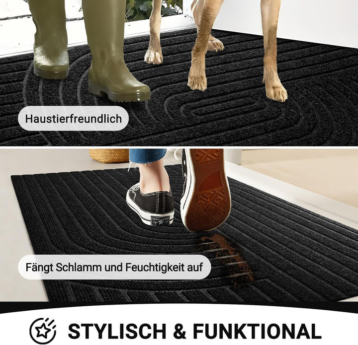 Fussmatte 40x60cm, rutschfeste Maschinenwaschbare Schmutzfangmatte, Teppich Wohnzimmer Innen und Aus