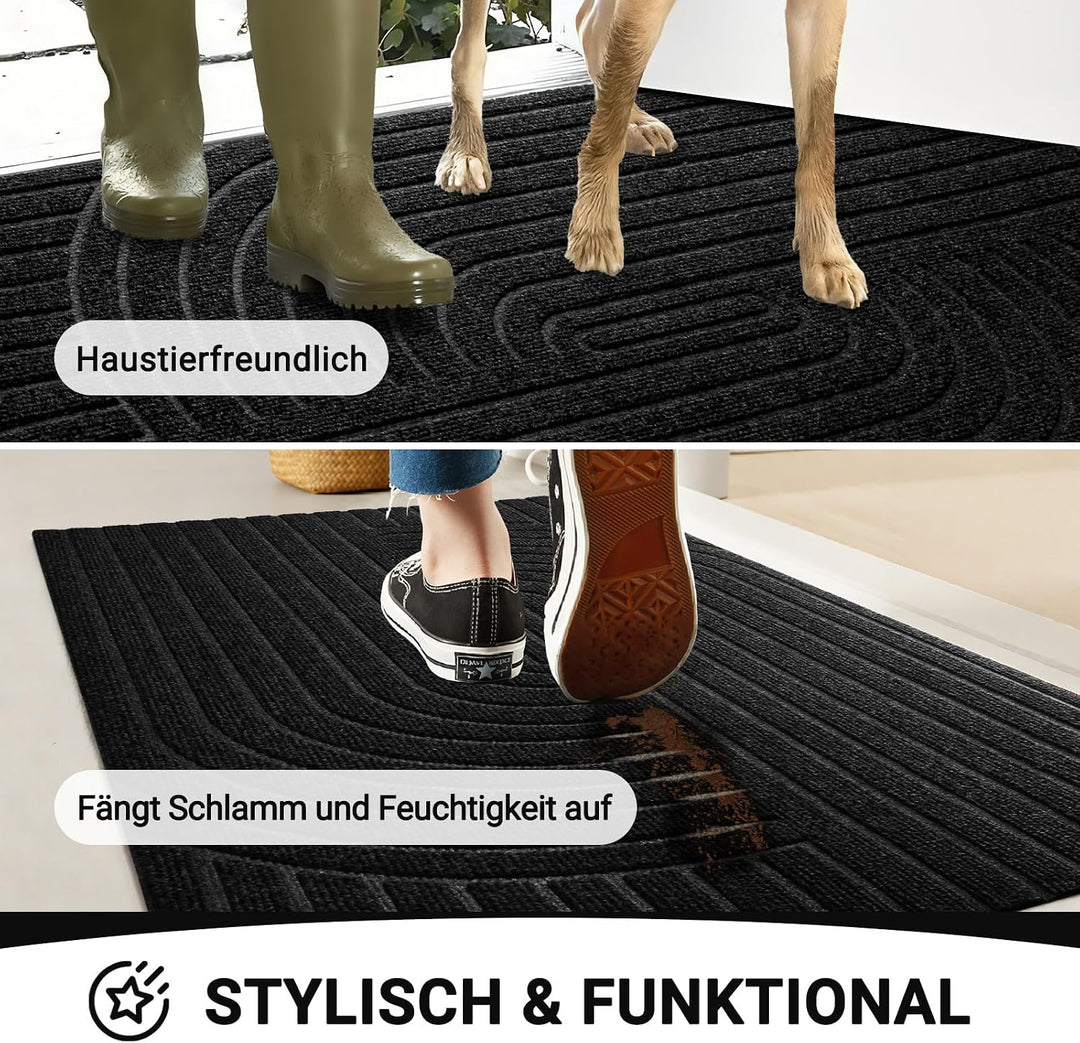 Fussmatte 60x90cm, rutschfeste Maschinenwaschbare Schmutzfangmatte, Teppich Wohnzimmer Innen und Aus