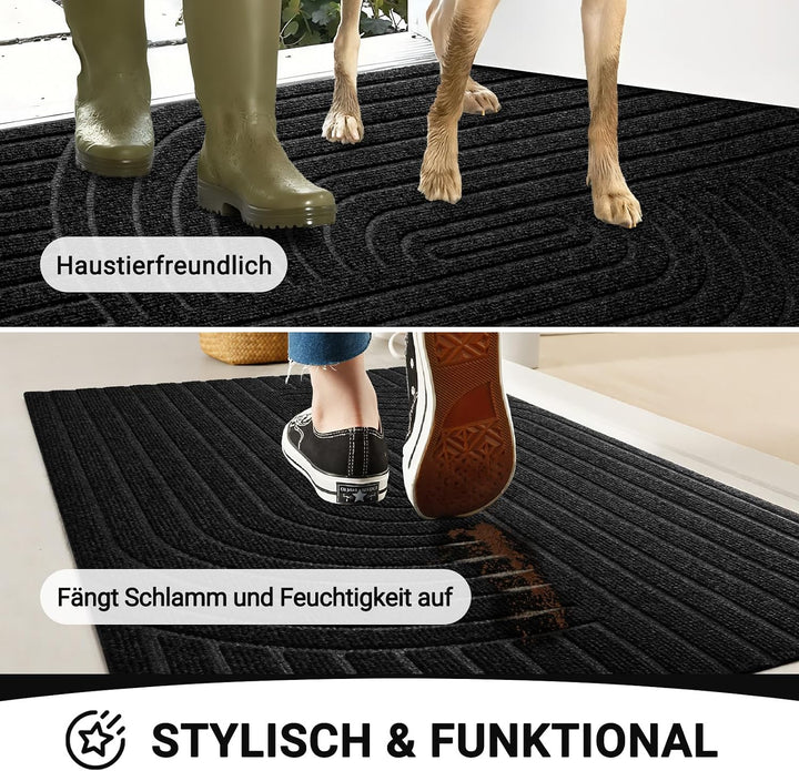 Fussmatte 60x90cm, rutschfeste Maschinenwaschbare Schmutzfangmatte, Teppich Wohnzimmer Innen und Aus