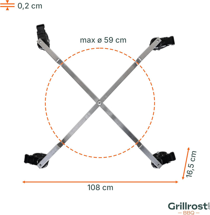 Grillrost.com Das Original Edelstahl Rollwagen für Feuertonnen - Mach Deine Feuertonne mobil