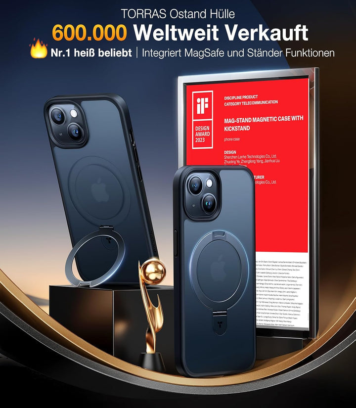 TORRAS [2023 Neue Dynamic Magnetring für iPhone 14 Hülle, iPhone 13 Hülle mit MagSafe-Ständer [Super