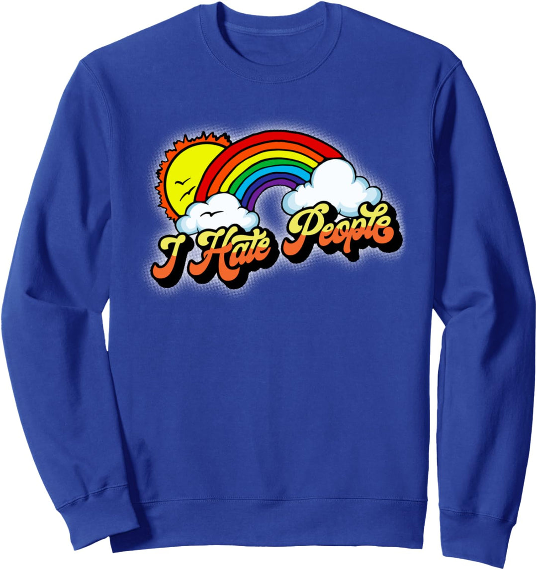 I Hate People Funny Antisocial Introvert Vintage Rainbow Sweatshirt