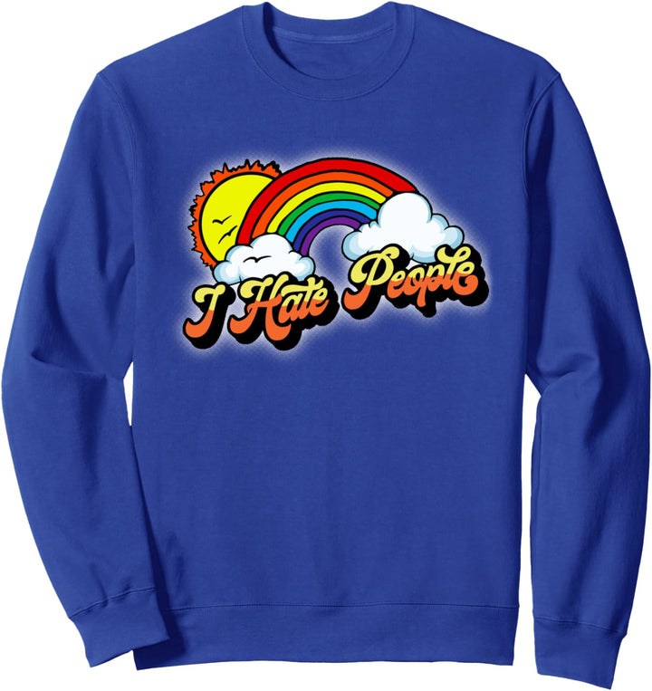 I Hate People Funny Antisocial Introvert Vintage Rainbow Sweatshirt