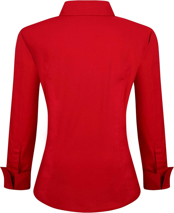 Alex Vando Bluse Damen Langarm Hemd Damen Stretch – Business Button Down Shirts, Bügelfrei Arbeitshe