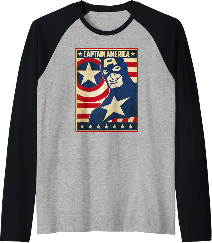 Marvel Comics Vintage Captain America Patriot Poster Raglan