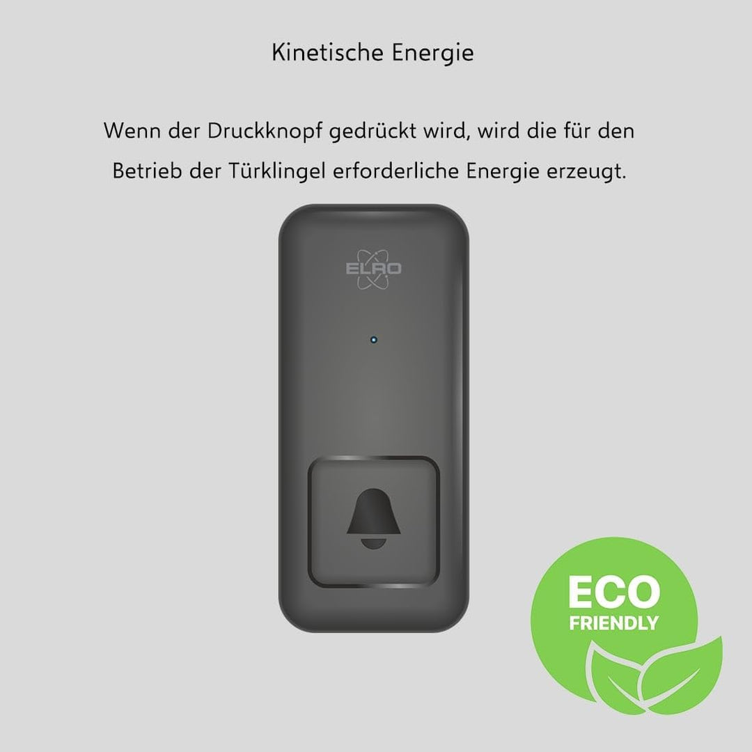 ELRO DB4000 Drahtloses kinetisches Türklingel-Set - mit Steck-Empfänger mit Steckdose - keine Batter