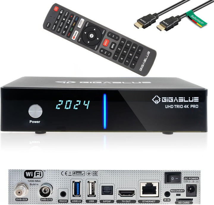 GigaBlue UHD Trio Pro 4K Box SAT-Receiver DVB-S2x DVB-C2 DVB-T2 Tuner [2160p,PVR,HDMI,MicroSD-Card S