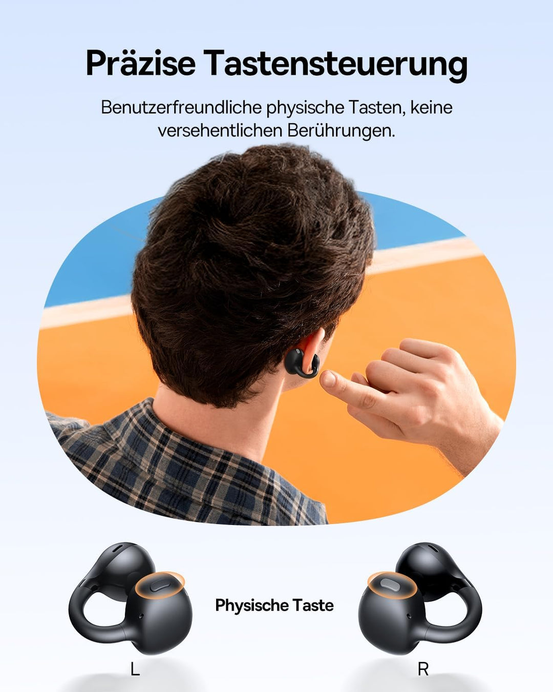 Baseus BC1 Open Ear Kopfhörer, Ohrclip mit Beeindruckender Klang, Adaptiver Bassverstärkung, Bluetoo