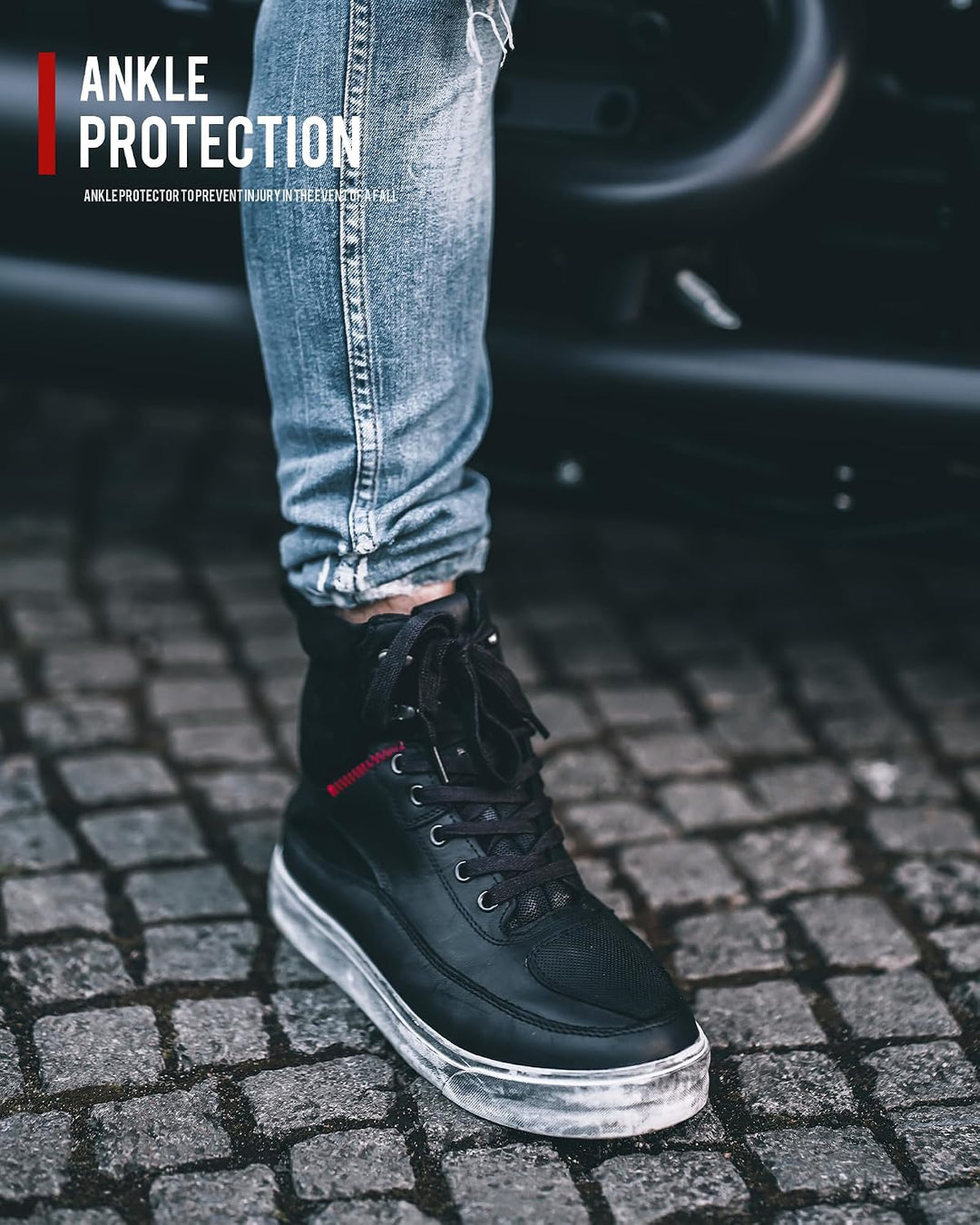BORLENI Motorradschuhe Herren Motorradstiefel Leder Männer