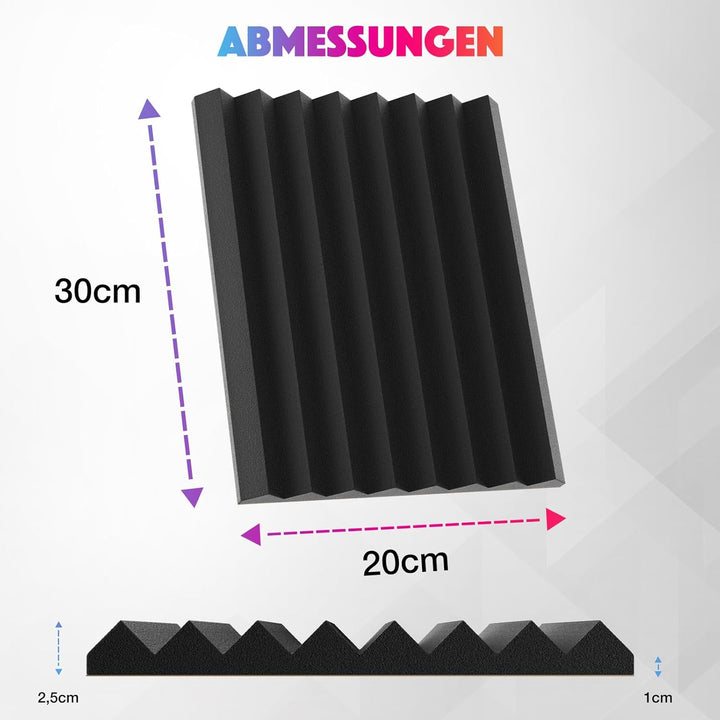 Sonic Acoustics 12 Stücke Selbstklebend Schallabsorber, Dichte 35 kg/m³, 2,5x20x30cm, 3D Hochdichte