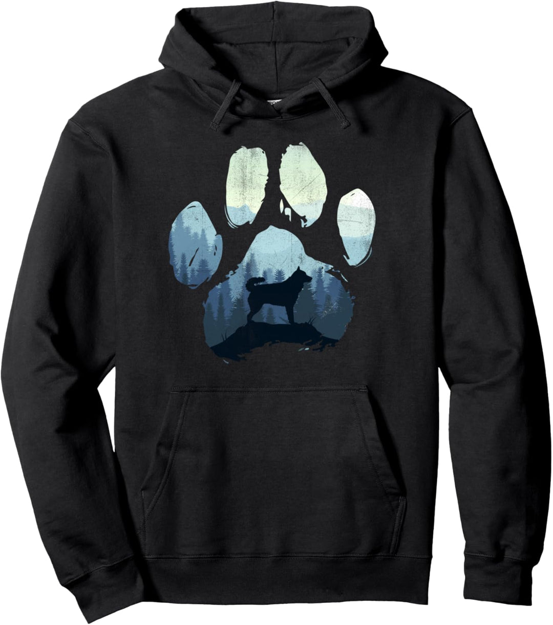 Mudi Dog Paw Mom Dad Mountains Pullover Hoodie