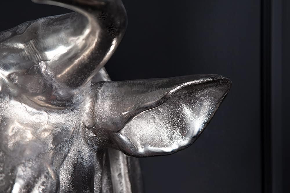 Invicta Interior Extravagante Stierkopf Wanddekoration TORERO 65cm Silber Deko Schädel aus Aluminium