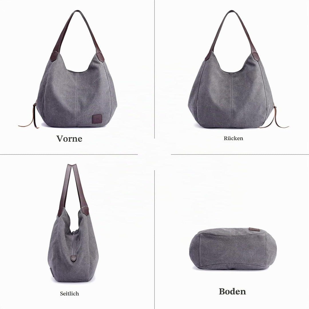 PORRASSO Damen Handtasche Canvas Hobo Schultertasche Mädchen Tote Bag Shopper Henkeltasche für Schul