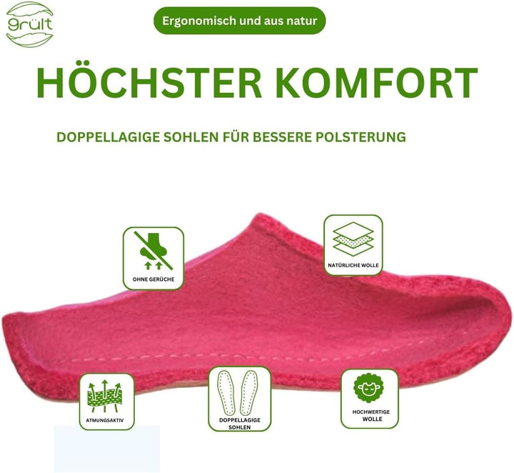 Filzpantoffeln aus Wolle, Hausschuhe für Damen &amp; Herren, Kuschelig &amp; Cozy, Premiumqualität, Rutschfe