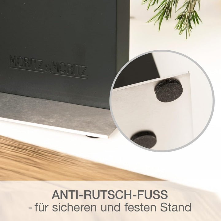 Moritz & Moritz Magnet Messerblock schwarz - Messerhalter Magnetisch mit starkem Halt - stabiler Kni