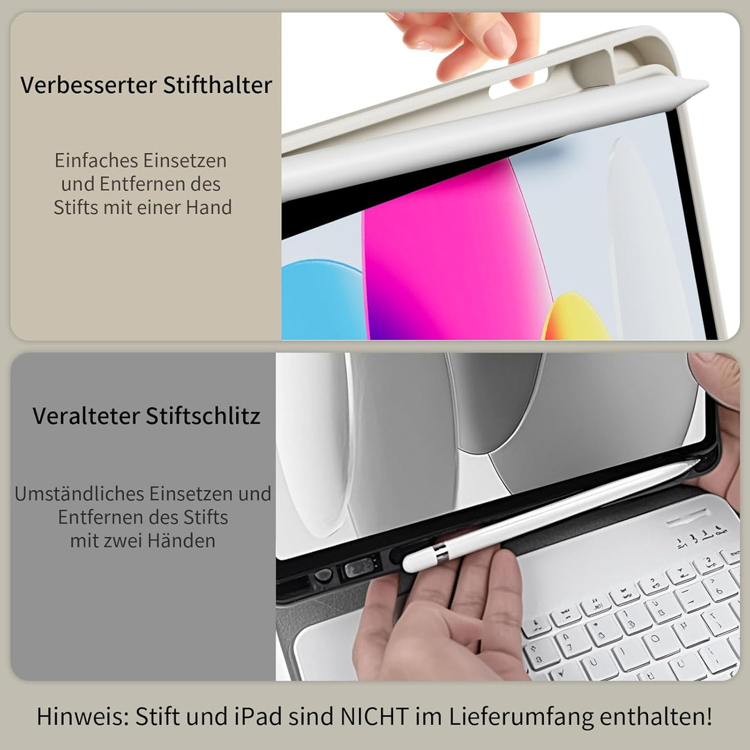 GKABXY Hülle mit Tastatur für iPad A16 11 Generation 2025/10 Generation 2022(11/10.9 Zoll), Soft TPU