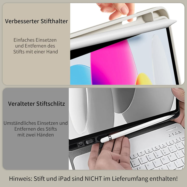 GKABXY Hülle mit Tastatur für iPad A16 11 Generation 2025/10 Generation 2022(11/10.9 Zoll), Soft TPU